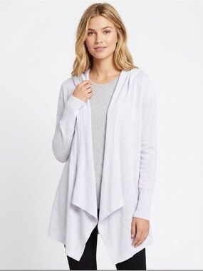 Christopher Fischer Hooded Open Front Cardigan Duster Lightweight Cotton Knit